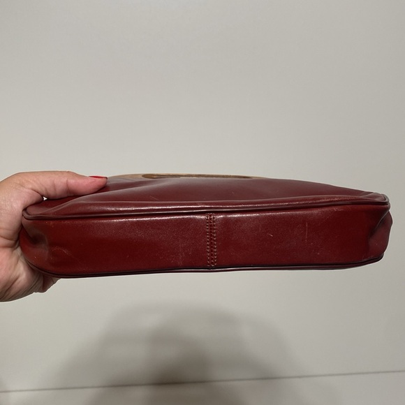 Vintage Etienne Aigner Leather Clutch Handbag with Wooden Handle - Picture 7 of 17